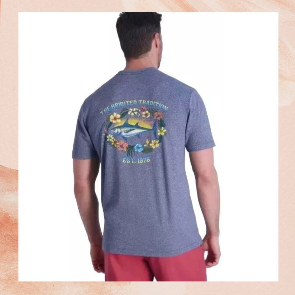 Chaps Navy Men's Performance Graphic Tee w/ Drink Coozy